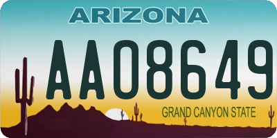 AZ license plate AAO8649