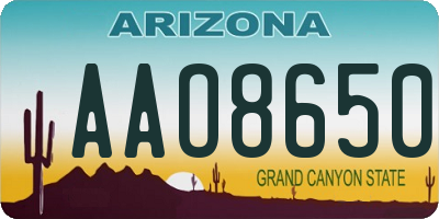 AZ license plate AAO8650