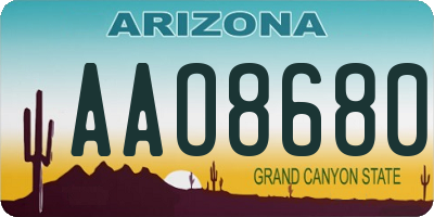 AZ license plate AAO8680
