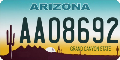 AZ license plate AAO8692