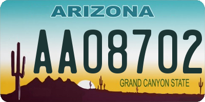 AZ license plate AAO8702