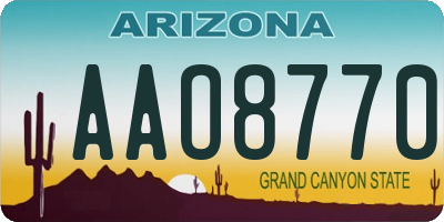 AZ license plate AAO8770