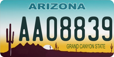 AZ license plate AAO8839