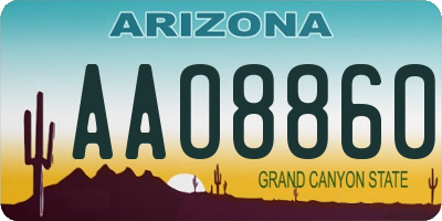 AZ license plate AAO8860