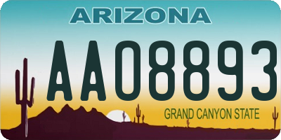 AZ license plate AAO8893