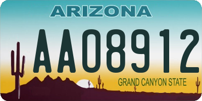 AZ license plate AAO8912