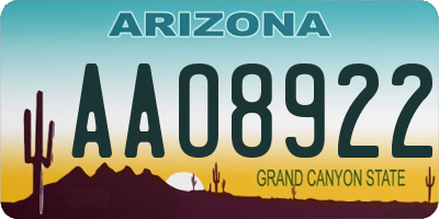 AZ license plate AAO8922