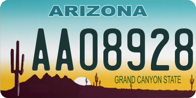 AZ license plate AAO8928