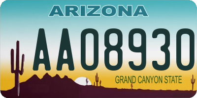 AZ license plate AAO8930