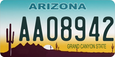 AZ license plate AAO8942