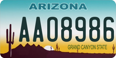 AZ license plate AAO8986