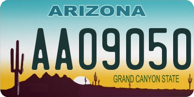 AZ license plate AAO9050