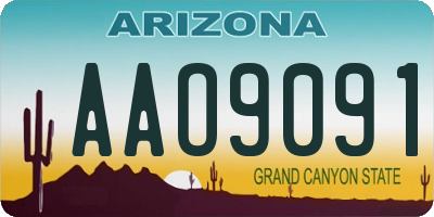 AZ license plate AAO9091