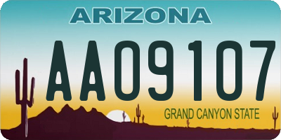 AZ license plate AAO9107