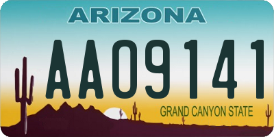 AZ license plate AAO9141