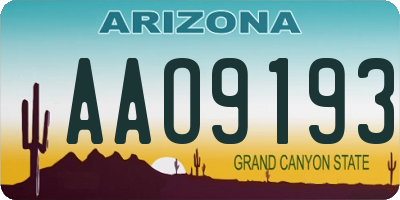AZ license plate AAO9193