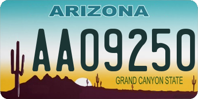 AZ license plate AAO9250