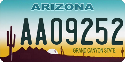 AZ license plate AAO9252