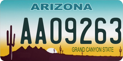 AZ license plate AAO9263