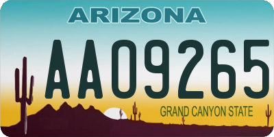 AZ license plate AAO9265