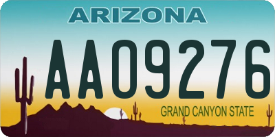 AZ license plate AAO9276