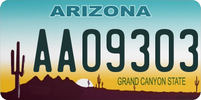 AZ license plate AAO9303