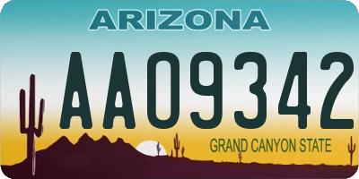 AZ license plate AAO9342