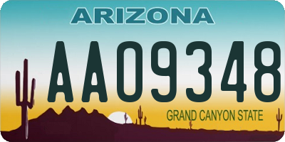 AZ license plate AAO9348