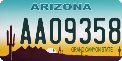 AZ license plate AAO9358
