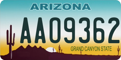 AZ license plate AAO9362
