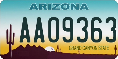 AZ license plate AAO9363