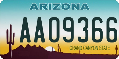 AZ license plate AAO9366