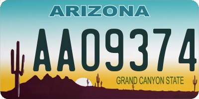 AZ license plate AAO9374