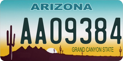 AZ license plate AAO9384