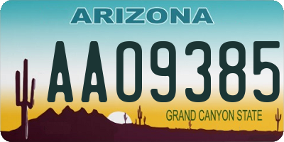 AZ license plate AAO9385