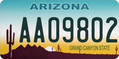 AZ license plate AAO9802