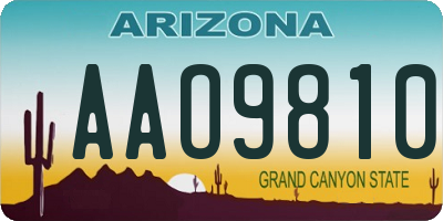 AZ license plate AAO9810