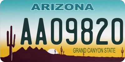AZ license plate AAO9820