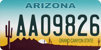 AZ license plate AAO9826