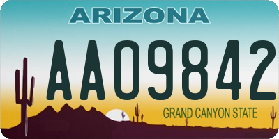 AZ license plate AAO9842