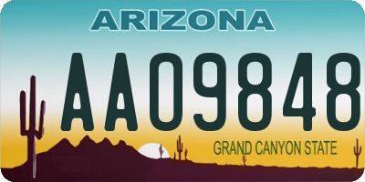 AZ license plate AAO9848