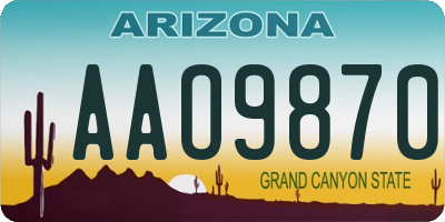 AZ license plate AAO9870