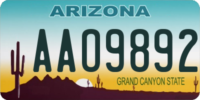 AZ license plate AAO9892