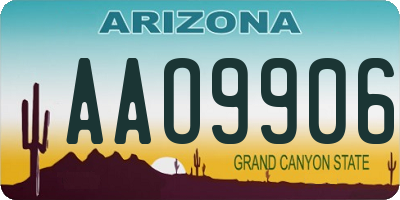 AZ license plate AAO9906