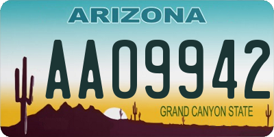 AZ license plate AAO9942
