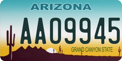 AZ license plate AAO9945
