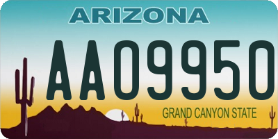 AZ license plate AAO9950