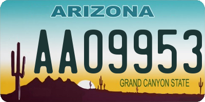 AZ license plate AAO9953