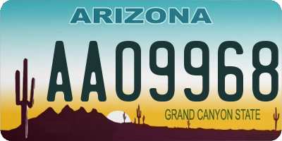 AZ license plate AAO9968