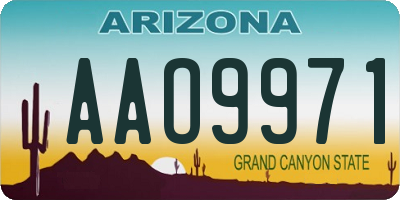 AZ license plate AAO9971